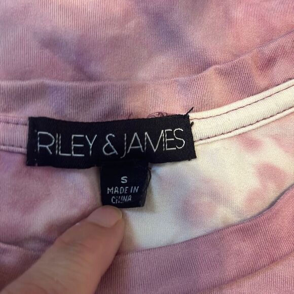 Riley & James Small Pink Cream Tie Dye Short Sleeve Shirt Boho Hippie Festival - Picture 3 of 6